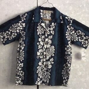 BOYS ALOHA COTTON BLUE SHIRT SIZE 14 SHORT SLEEVE